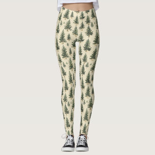 Vintage Christmas Pine Tree Pattern (3) Leggings