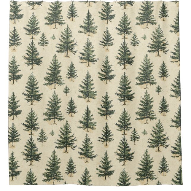 Vintage Christmas Pine Tree Pattern (3) Shower Curtain (Front)