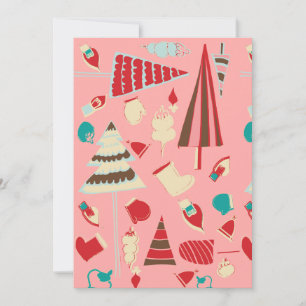 Vintage Christmas Pink Holiday Card