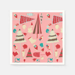 Vintage Christmas Pink Napkin