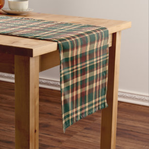 Vintage Christmas Plaid Red and Green Short Table Runner