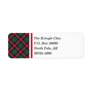 Vintage Christmas Plaid Return Address Label