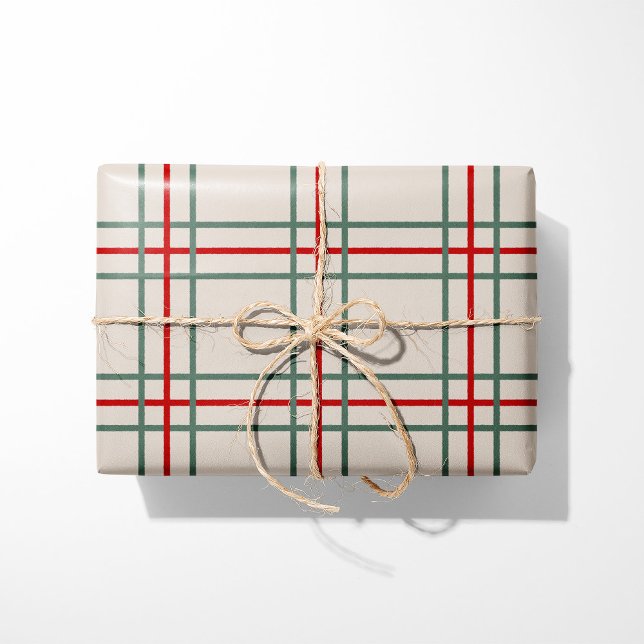 Vintage Christmas Plaid Wrapping Paper - Beige (Creator Uploaded)