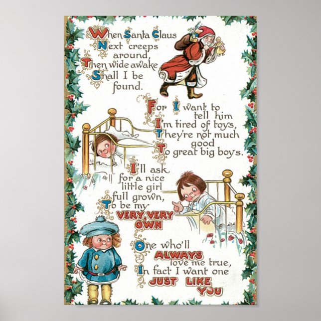 Vintage Christmas Poem Poster (Front)