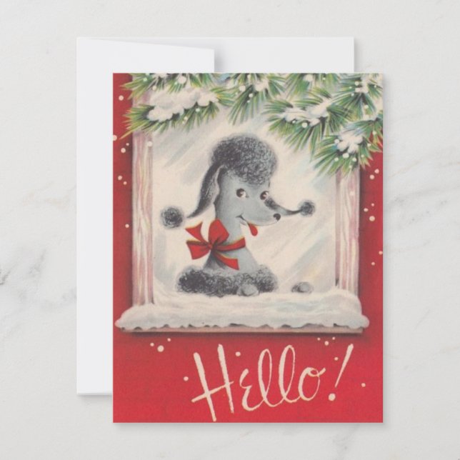 Vintage Christmas Poodle  Holiday Card (Front)