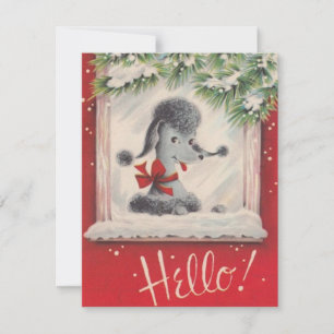 Vintage Christmas Poodle  Holiday Card
