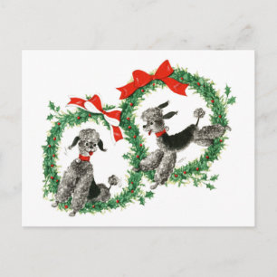 Vintage Christmas Poodles Retro Holiday