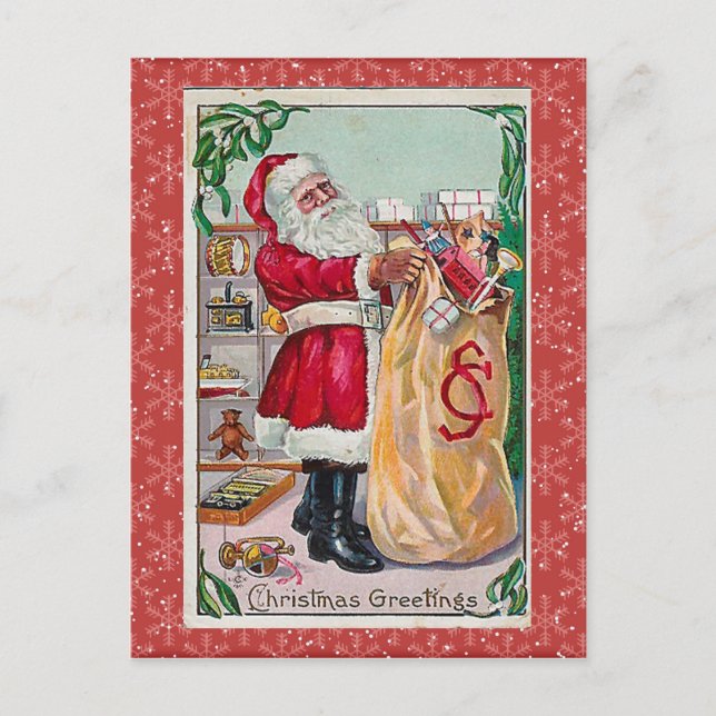Vintage Christmas Postacrd Holiday Postcard (Front)