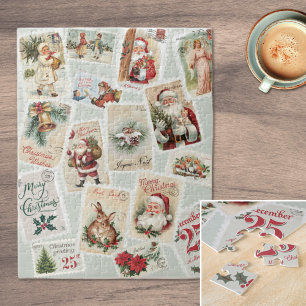 Vintage Christmas Postage Stamps Jigsaw Puzzle
