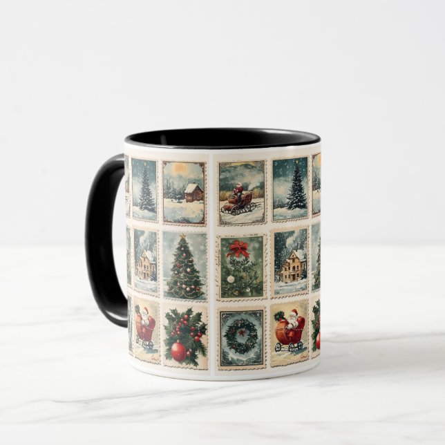 Vintage Christmas Postcard Mug (Front Left)