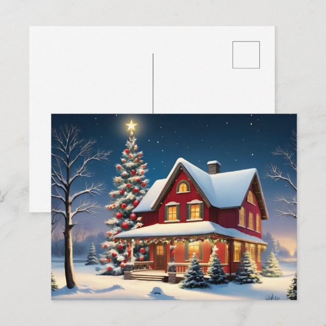 Vintage Christmas poster Postcard (Front/Back)