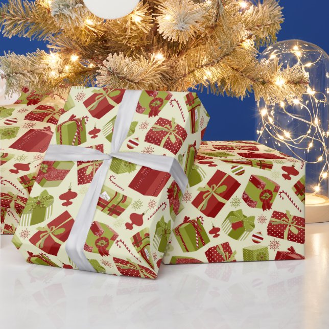 Vintage Christmas Presents Wrapping Paper (Holidays)