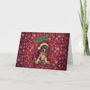 Vintage Christmas Pup Holiday Card