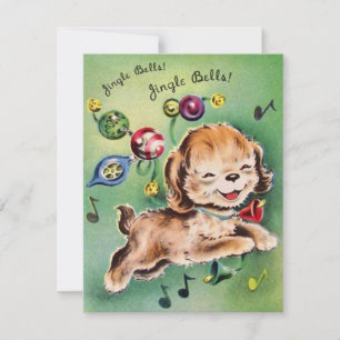 Vintage Christmas Puppy Singing Holiday Card
