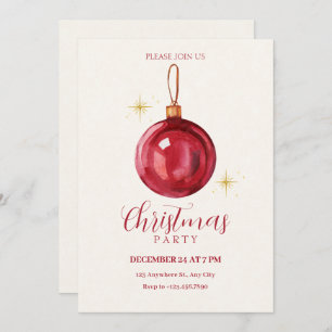Vintage christmas red ball  invitation