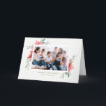 Vintage Christmas Red Flowers Photo Holiday Card<br><div class="desc">Merry Christmas! Send holiday wishes and greetings with this vintage and elegant holiday photo card. It features watercolor illustrations of red poinsettia with greenery. Personalize this floral Christmas card by adding your favorite photo, greeting, names and other details. The texts are fully editable. Available as a flat card, folded card...</div>