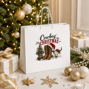 Vintage Christmas Red Green Festive Gift Bag Desig