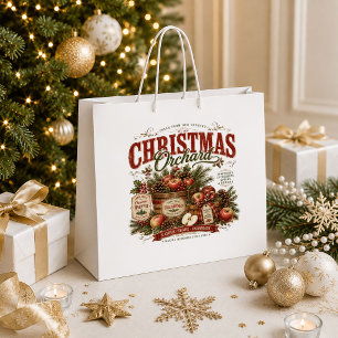 Vintage Christmas Red Green Snowflake Gift Bag Sty