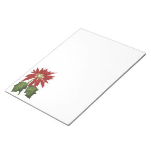 Vintage Christmas, Red Poinsettia Winter Plant Notepad