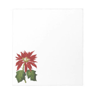 Vintage Christmas, Red Poinsettia Winter Plant Notepad