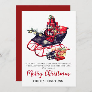 Vintage Christmas Red Sleigh Victorian Greeting
