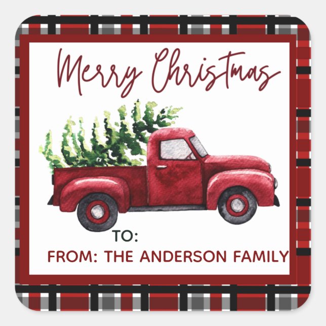 Vintage Christmas Red Truck Gift Tags (Front)
