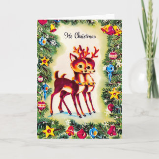 Vintage Christmas Reindeer Holiday Card