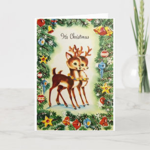 Vintage Christmas Reindeer Holiday Card