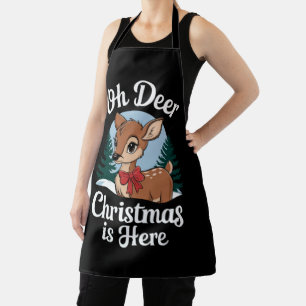 Vintage Christmas Reindeer Oh Deer Christmas Here Apron
