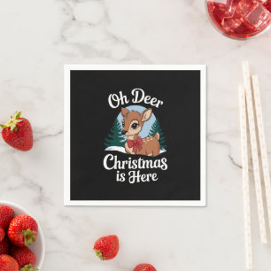 Vintage Christmas Reindeer Oh Deer Christmas Here Napkin