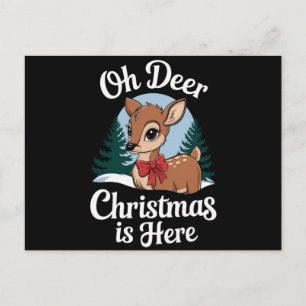 Vintage Christmas Reindeer Oh Deer Christmas Here Postcard