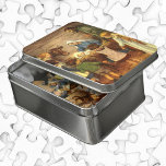 Vintage Christmas, Religious Nativity w Baby Jesus Jigsaw Puzzle<br><div class="desc">Vintage illustration religious Christmas holiday image featuring a beautiful classic nativity family scene with Mary,  Joseph and the infant Jesus Christ in the manger in Bethlehem. A Christian religion scene with children gathered holding hands around the baby boy child.</div>