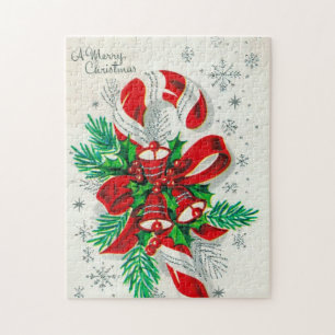 Vintage Christmas retro candy cane puzzle