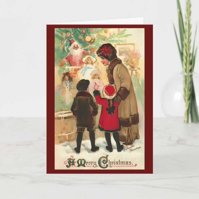 Vintage Christmas Retro Custom Message Card (Front)
