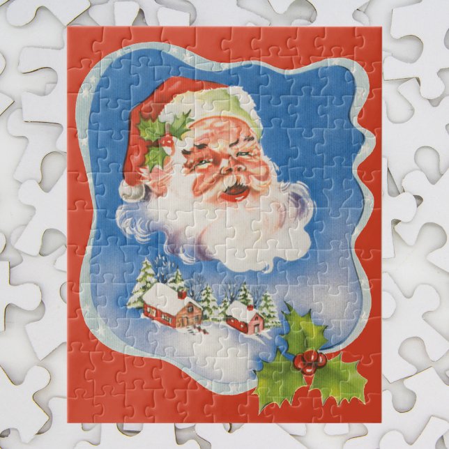 Vintage Christmas, Retro Jolly Santa Claus Jigsaw Puzzle (Creator Uploaded)