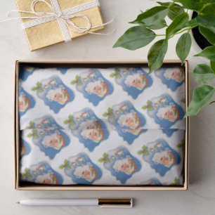 Vintage Christmas, Retro Jolly Santa Claus Tissue Paper