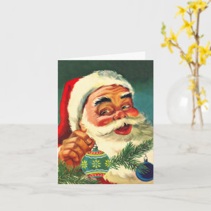 Vintage Christmas, Retro Santa Claus Thank You Card