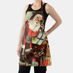 Vintage Christmas, Retro Santa Claus with Presents Apron
