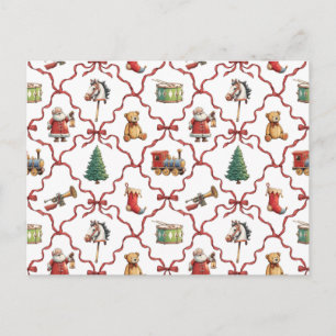 Vintage Christmas retro toys Santa Claus Christmas Postcard