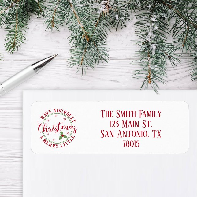 Vintage Christmas Return Address Label (Vintage Merry Little Christmas Address Sticker)