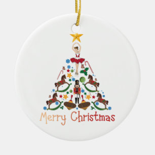 Vintage christmas rocking horse ceramic ornament