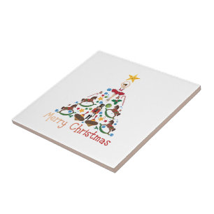 Vintage christmas rocking horse ceramic tile