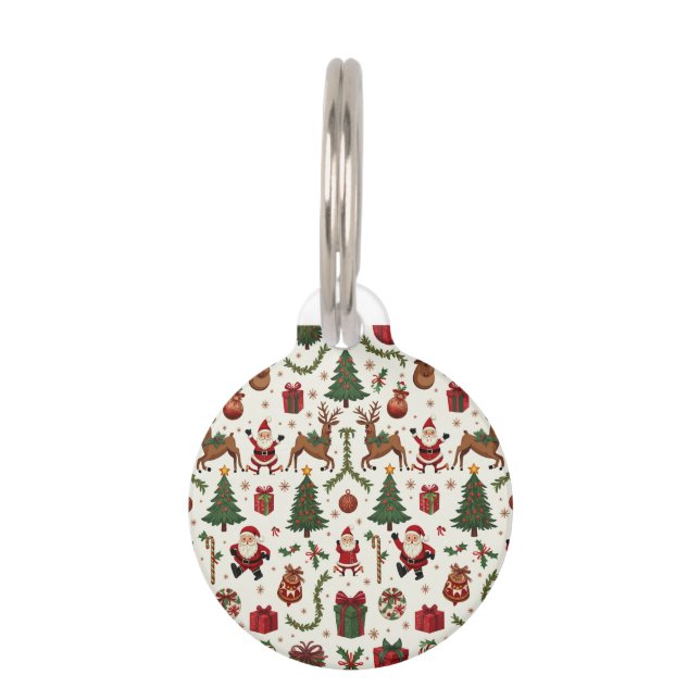 Vintage Christmas Round Pet Tag (Front)