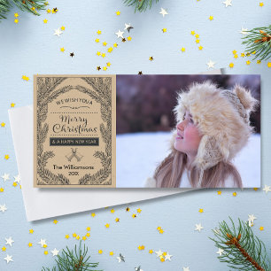 Vintage Christmas Rustic Pine Branch Holiday Photo