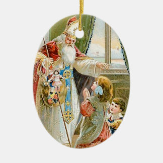 Vintage Christmas Saint Nicholas Ceramic Tree Decoration