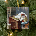 Vintage Christmas, Saint Nicholas Naughty or Nice  Ceramic Ornament<br><div class="desc">Vintage illustration Victorian Era Christmas design featuring an old world Santa Claus reviewing his Naughty or Nice List on Christmas Eve.</div>