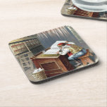 Vintage Christmas, Saint Nicholas Naughty or Nice  Coaster<br><div class="desc">Vintage illustration Victorian Era Christmas design featuring an old world Santa Claus reviewing his Naughty or Nice List on Christmas Eve.</div>
