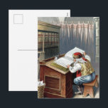 Vintage Christmas, Saint Nicholas Naughty or Nice  Holiday Postcard<br><div class="desc">Vintage illustration Victorian Era Christmas design featuring an old world Santa Claus reviewing his Naughty or Nice List on Christmas Eve.</div>