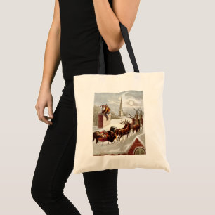 Vintage Christmas, Saint Nicholas on the Rooftop Tote Bag