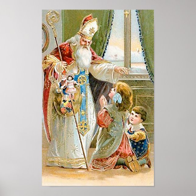 Vintage Christmas Saint Nicholas Poster (Front)